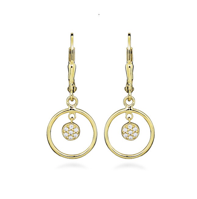Silver Cat Orecchini pendenti alla moda placcati in oro con zirconi SC582 donna