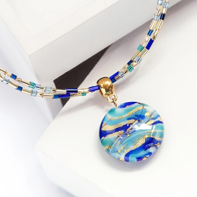 Lampglas Collana doppia Blue Capsule con oro 24 carati e perla Lampglas NP6 donna