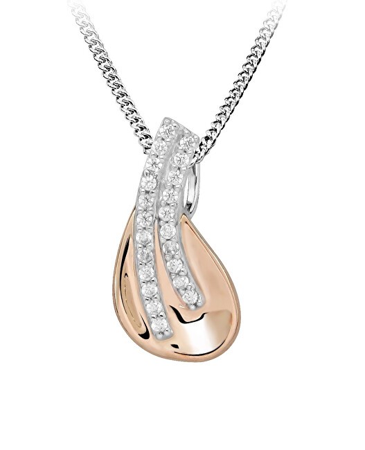 Silver Cat Elegante collana con zirconi bicolore SC606 catena, pendente donna