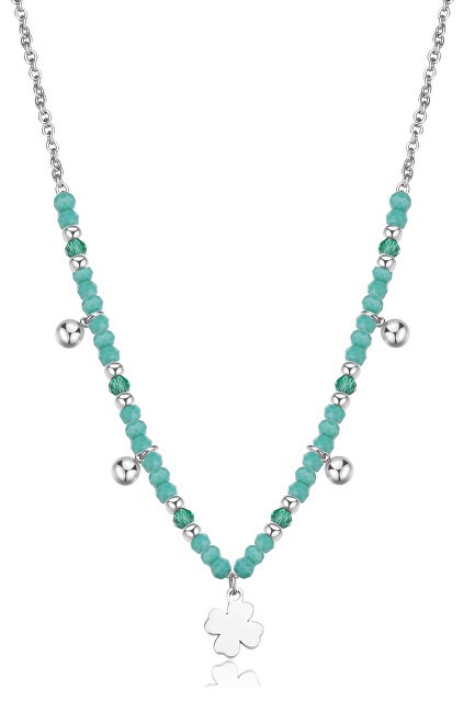 S'Agapõ Collana di perline d'acciaio con pendenti a quadrifoglio Glint SGI03 donna