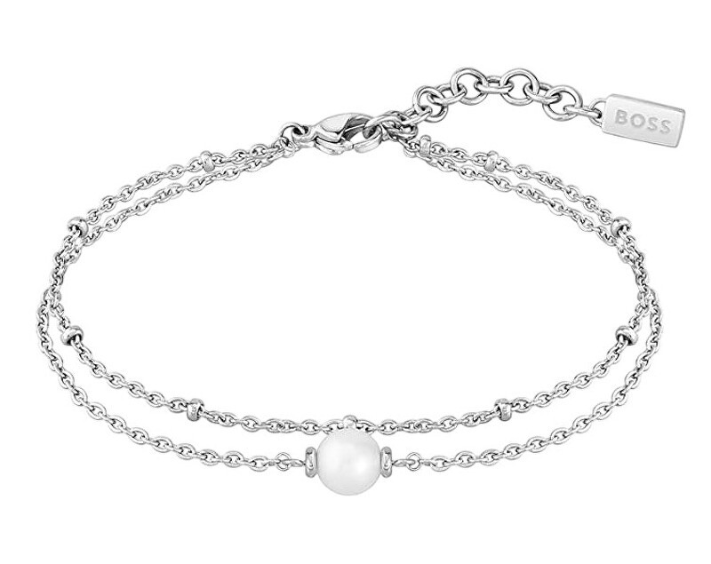 Hugo Boss Bracciale doppio in acciaio con perla Cora 1580268 donna