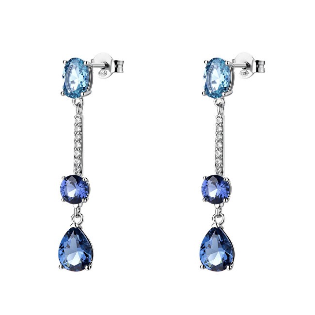 Brosway Orecchini pendenti in argento con zirconi blu Freedom Blue Fancy FFB133 donna