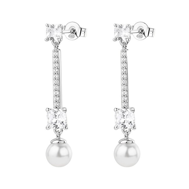 Brosway Eleganti orecchini pendenti a forma di infinito con perle sintetiche bianche in argento FIW175 donna