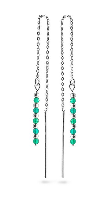 AGAIN Jewelry Orecchini a catena in argento con smeraldo AJKNS002 donna