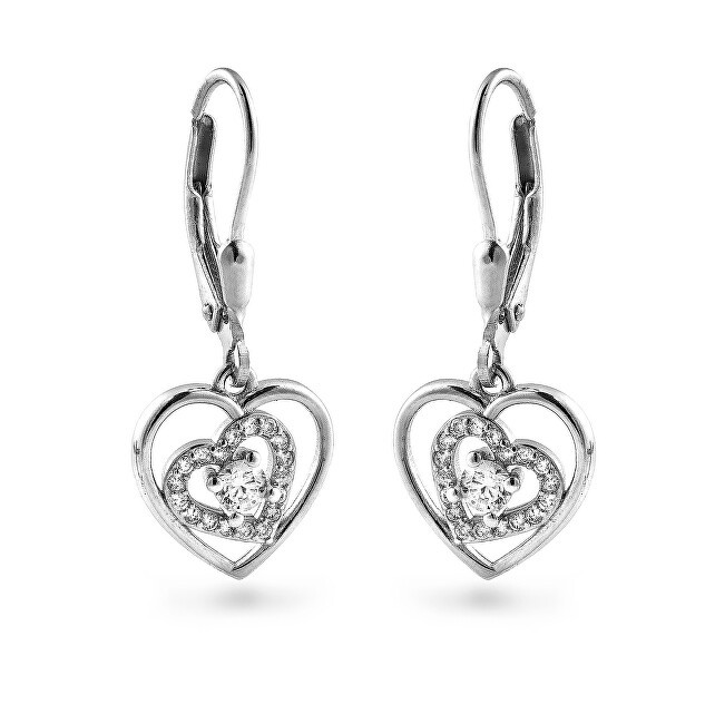 AGAIN Jewelry Orecchini pendenti a forma di cuore con zirconi cubici AJNS0067 donna