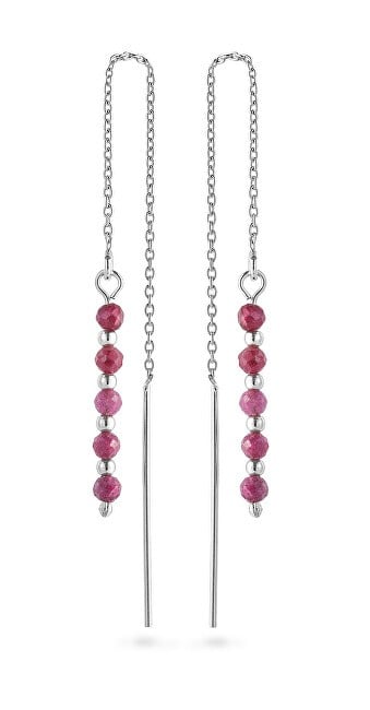 AGAIN Jewelry Orecchini a catena in argento con rubino AJKNS007 donna