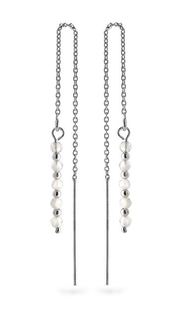 AGAIN Jewelry Orecchini a catena in argento con pietra di luna AJKNS003 donna