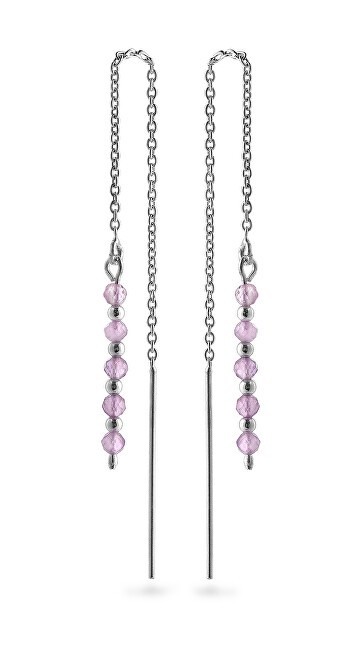 AGAIN Jewelry Orecchini a catena in argento con ametista AJKNS004 donna