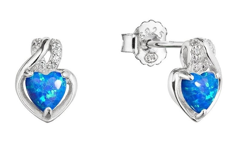 Evolution Group Orecchini a cuore in argento con opale sintetico blu e zirconi 11469.3 donna