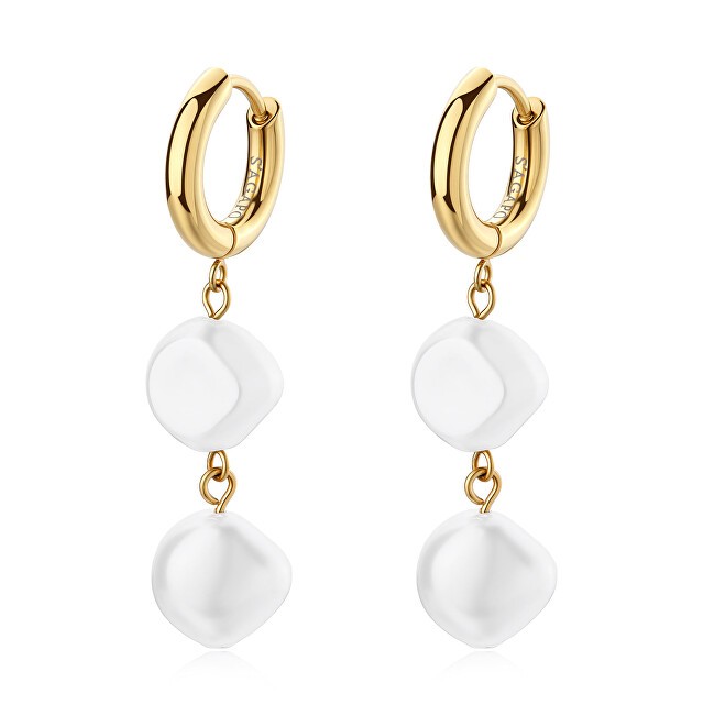 S'Agapõ Orecchini pendenti Wisdom placcati in oro con perle finte SWI48 donna