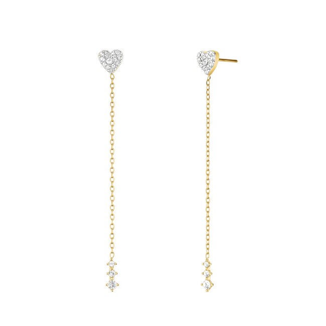 Rosefield Orecchini lunghi placcati in oro a forma di cuore con cristalli JEHLG-J1277 donna