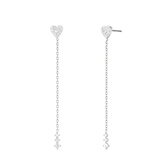 Rosefield Orecchini lunghi in acciaio a forma di cuore con cristalli JEHLS-J1321 donna