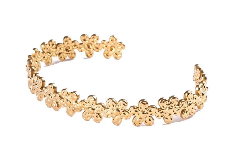 Emily Westwood Bracciale a fiore in acciaio massiccio placcato oro EWB250165G donna