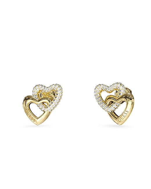 Guess Orecchini a forma di cuore placcati in oro con cristalli Beloved JUBE06015JWYGT/U donna