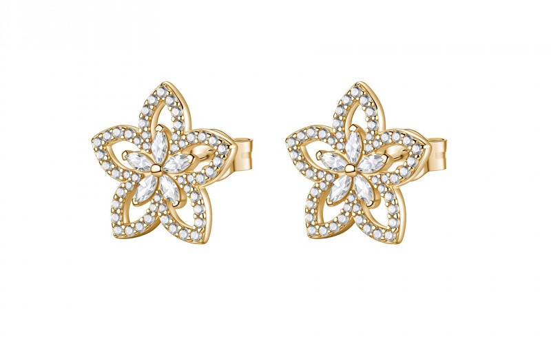 Rosato Orecchini placcati in oro con fiori e zirconi cubici Gaia RZGA95 donna
