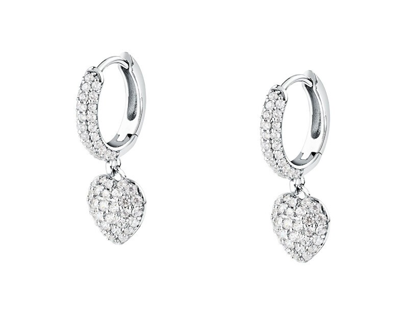 Morellato Orecchini a cerchio in argento con cuori e zirconi Nobile SAZK08 donna