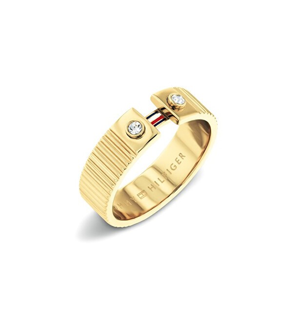 Tommy Hilfiger Anello placcato oro con cristalli Stripes 2781052 - Circonferenza: 56 mm donna