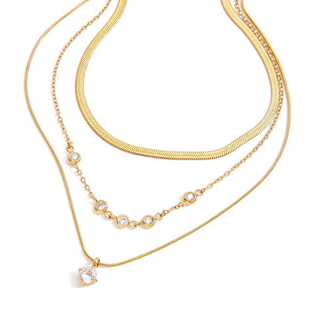 Troli Collana tripla placcata in oro con zirconi VJDN0308010 donna