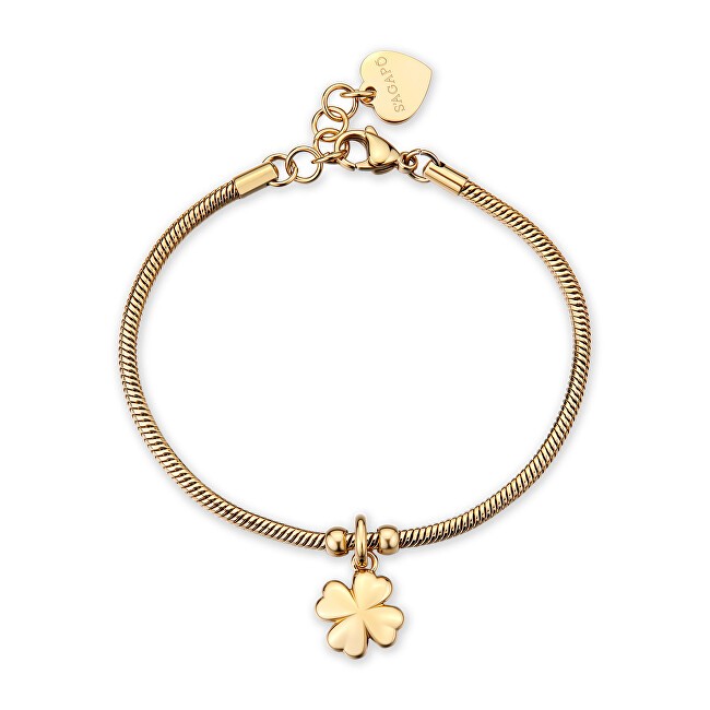 S'Agapõ Bracciale di lusso placcato oro con quadrifoglio Click SCK290 donna