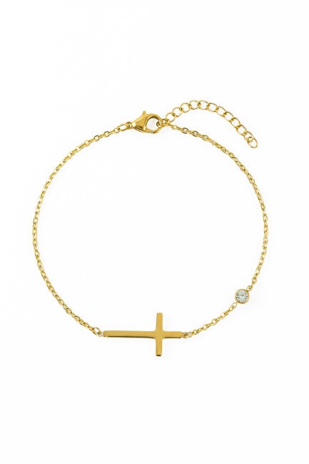 Emily Westwood Delicato bracciale in acciaio con croce EWB260608G donna