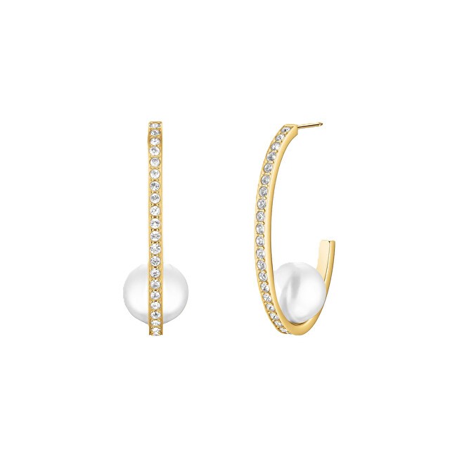 Rosefield Orecchini a cerchio placcati in oro con perla JEPSG-J1290 donna
