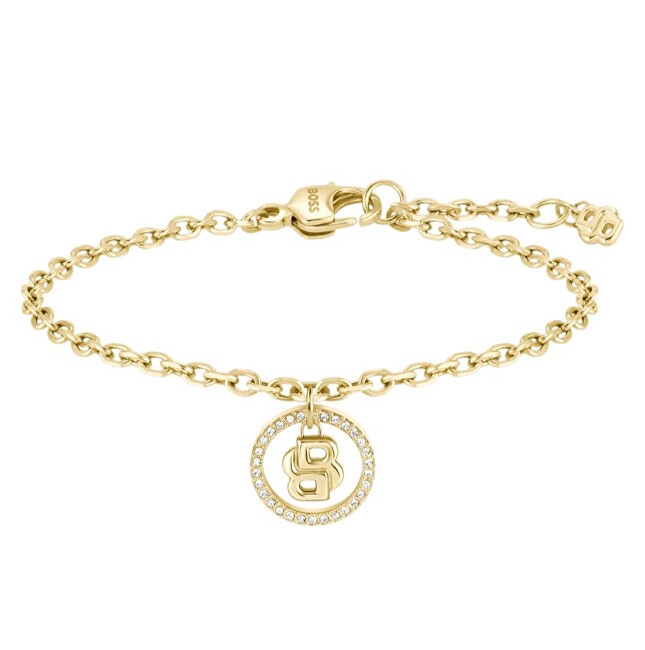 Hugo Boss Affascinante bracciale in acciaio placcato oro Double B 1580807 donna
