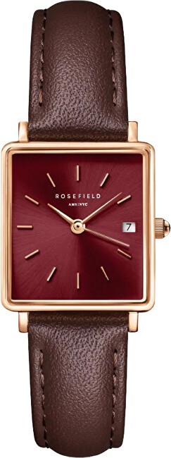 Rosefield Boxes XS Borgogna Sunray Marrone Scuro Pelle Oro Rosa QBBLR-Q56 donna