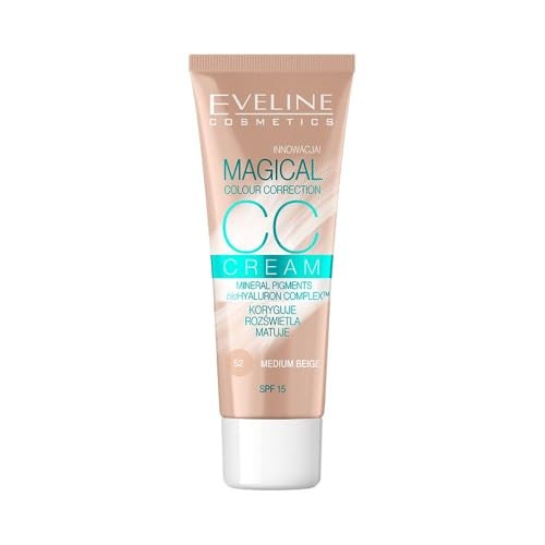 Eveline Crema CC correttiva magica SPF15, fondotinta multifunzionale 52 Beige Medio 30ml