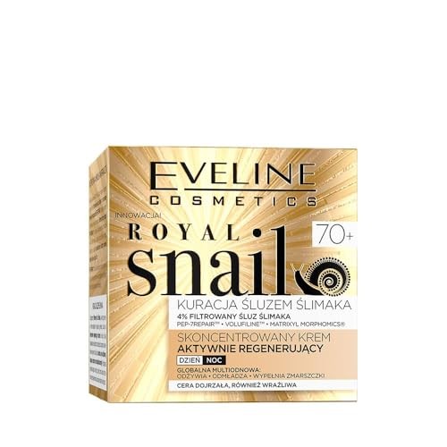 Eveline Royal Snail 70+ Crema rigenerante concentrata giorno e notte a base di bava di lumaca, 50ml
