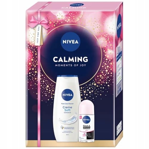 Nivea SET Calming Moments Of Joy Gel doccia Creme Soft 250ml + Deodorante roll-on antitraspirante Black & White 50ml