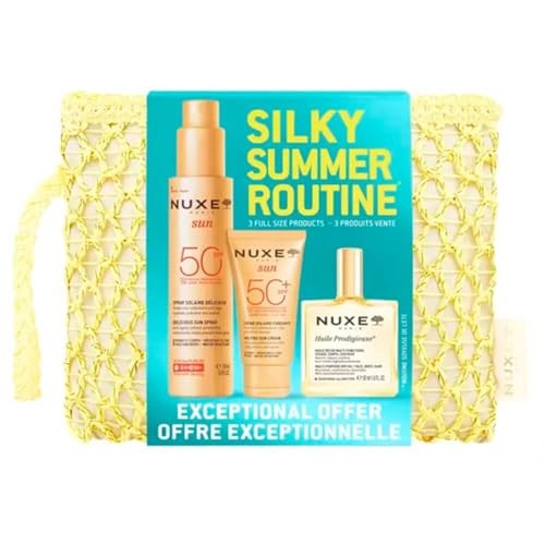 Nuxe Silky Summer Routine Set Body Spray SPF50 150ml Face Sunscreen Cream SPF50+ 50ml Dry Care Oil 50ml 50ml