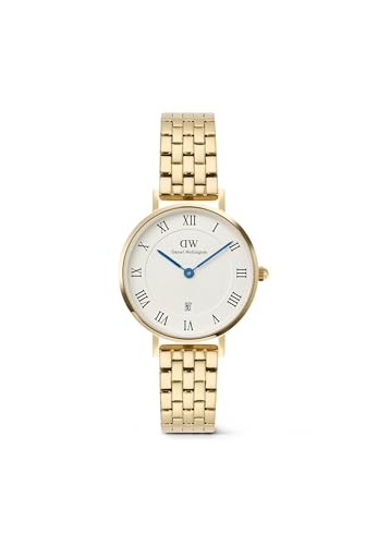 Daniel Wellington Petite 28 Numeri Romani Data 5-Link Oro Bianco DW00100857 donna