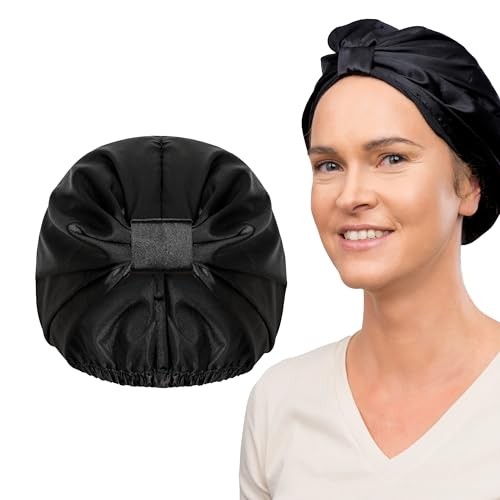 Glov Cuffia in raso per proteggere i capelli ricci e acconciati dall'attrito e dall'effetto crespo. Nera.