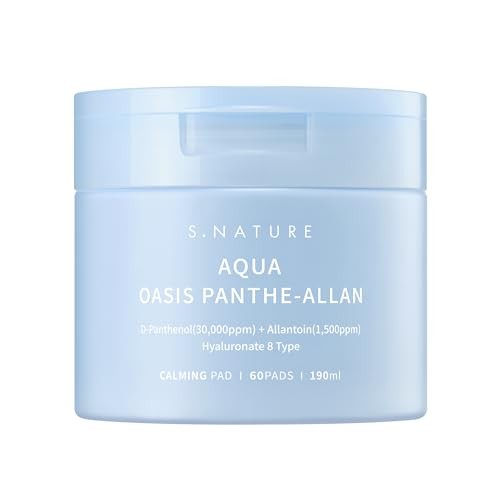 S.nature Aqua Oasis Panthe-Allan Calming Pad Dischetti lenitivi per il viso, 60 pezzi