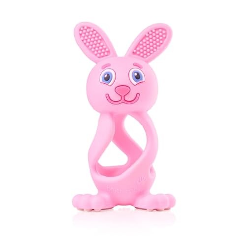 Brush baby Giocattolo massaggiagengive Bobbie Bunny per bambini piccoli, rosa.