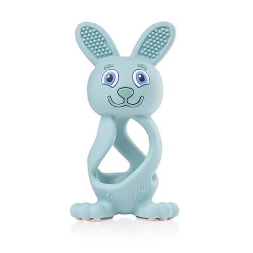 Brush baby Massaggiagengive Bobbie Bunny per bambini, colore verde eucalipto.