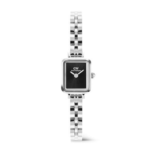 Daniel Wellington Quadro Mini 15.4x18.2 Arch 3-Link Onyx Sunray Silver DW00100845 donna