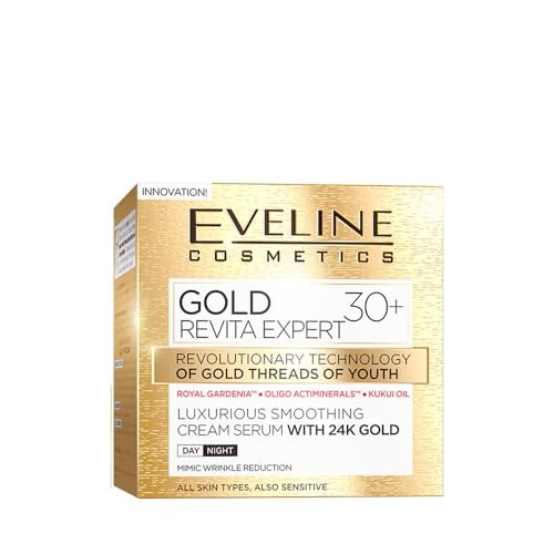 Eveline Gold Revita Expert 30+, lussuoso siero-crema giorno/notte all'oro 24 carati, 50ml