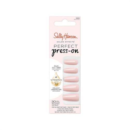 Sally hansen Unghie finte autoadesive Salon Effects Perfect Press On, colore rosa Soul, 30 pezzi