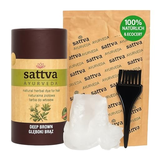 Sattva Tintura naturale alle erbe per capelli tintura naturale per capelli alle erbe Castano Scuro 150g