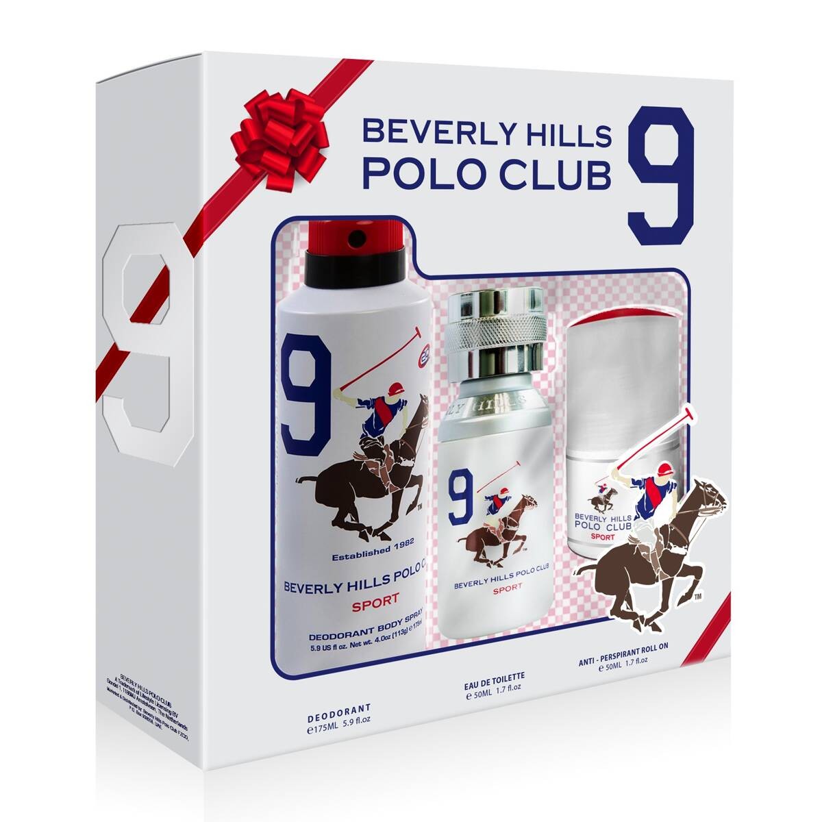 Set Beverly Hills Polo Club: 1982 - Sport 9 Eau De Toilette uomo 50ml + 1982 - Sport 9 antitraspirante spray deodorante uomo 175