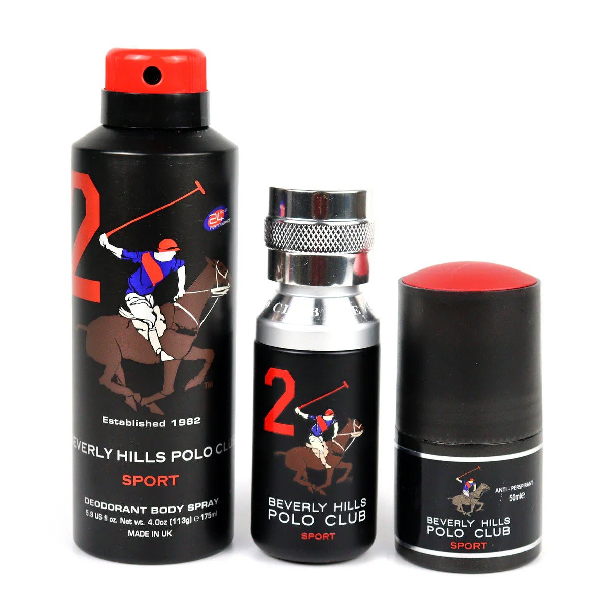 Set Beverly Hills Polo Club: 1982 - Sport 2 Eau De Toilette uomo 50ml + 1982 - Sport 2 antitraspirante spray deodorante uomo 175