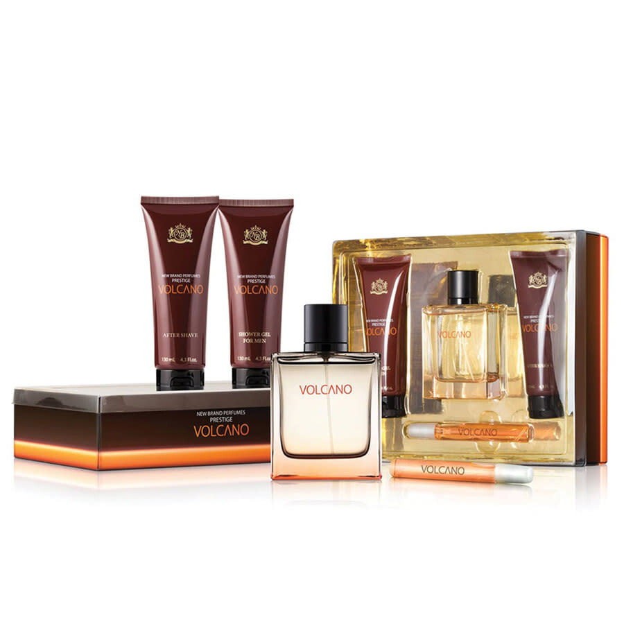Set New Brand: Volcano Eau De Toilette uomo 100ml + Volcano Eau De Toilette uomo 15ml + Volcano detergente gel doccia per tutto