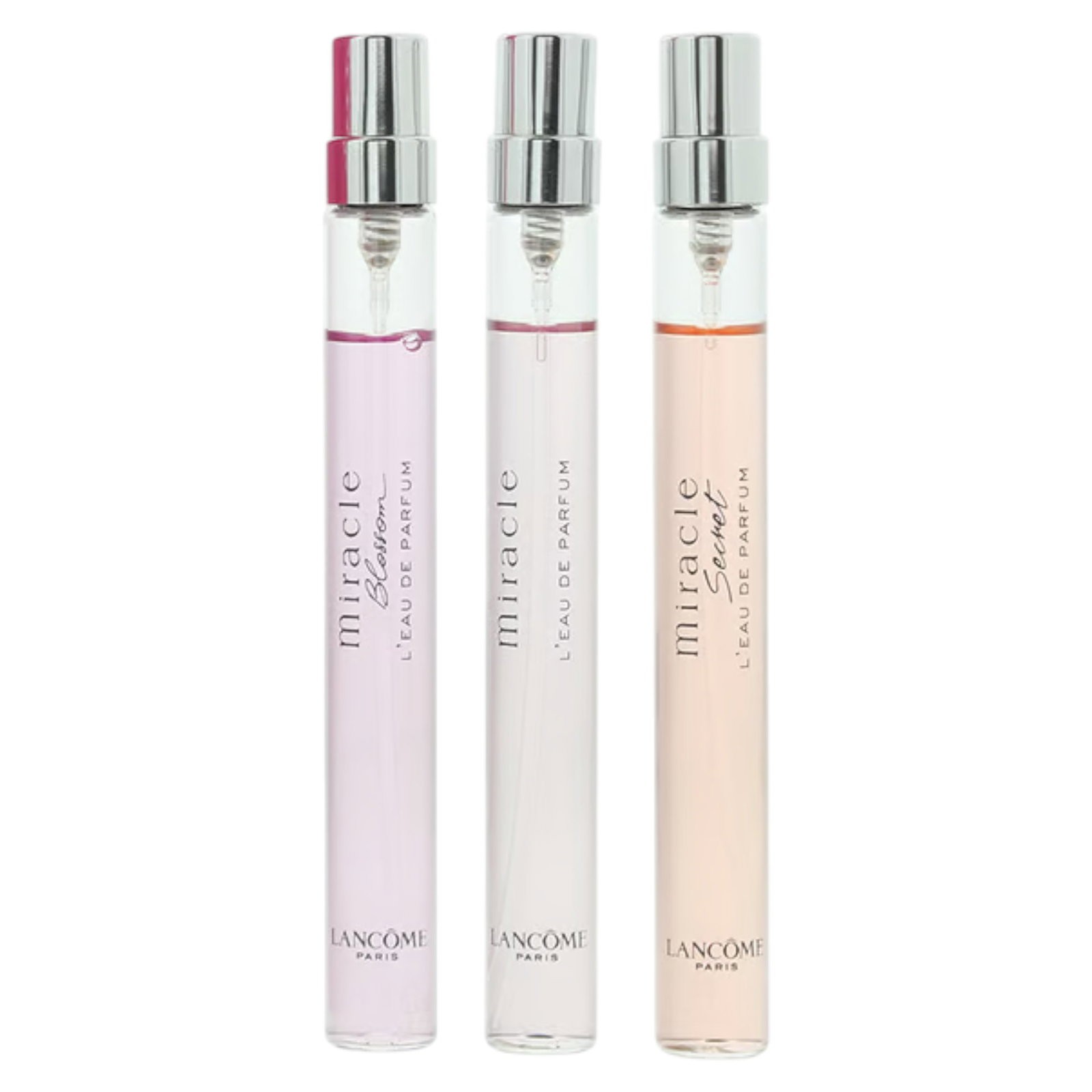 Miracle Set Lancome: Miracle Blossom Eau De Parfum donna 10ml + Miracle Eau De Parfum donna 10ml + Miracle Secret Eau De Parfum