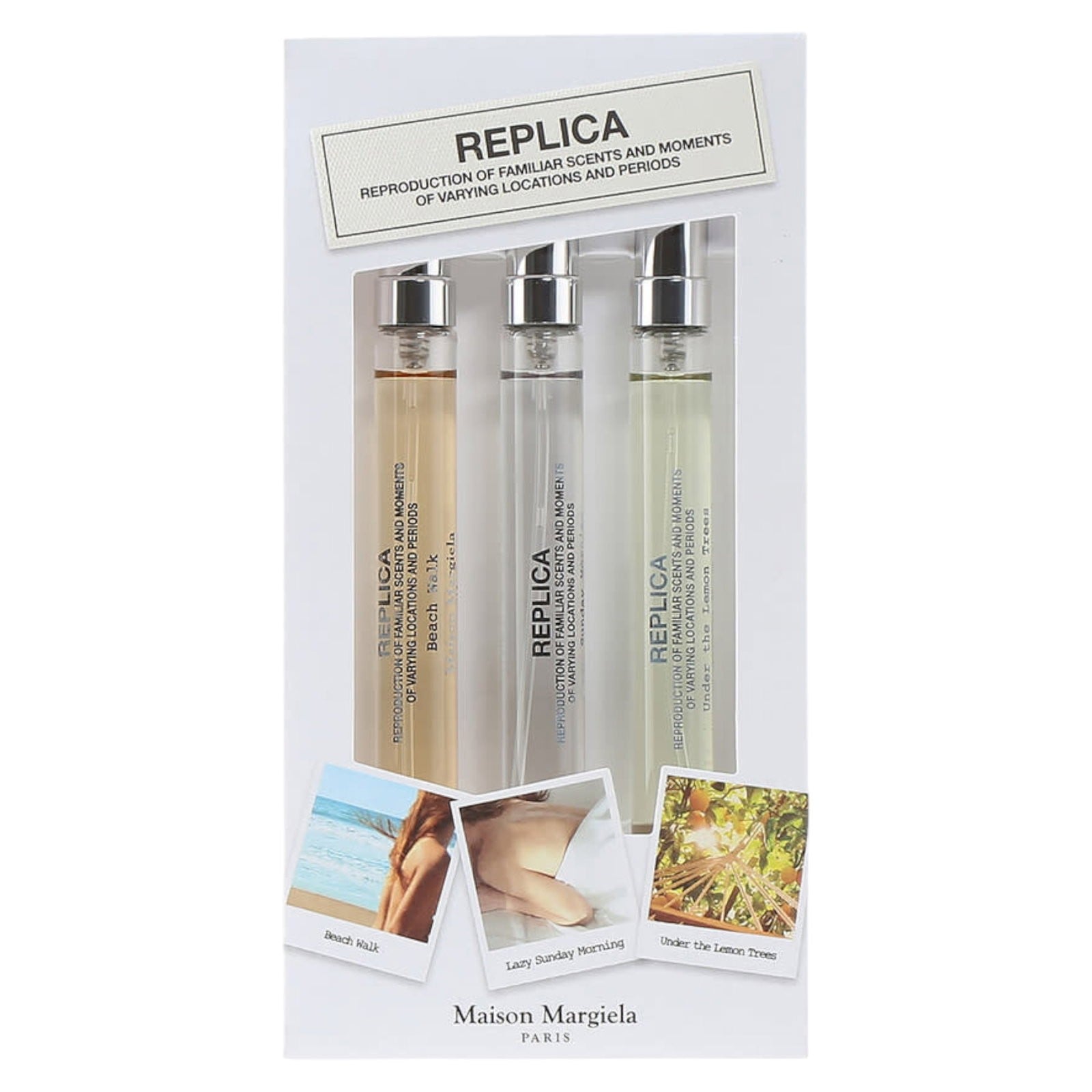 Set Maison Margiela: Beach Walk Eau De Toilette donna 10ml + Replica Bubble Bath Eau De Toilette donna 10ml + Replica When The R