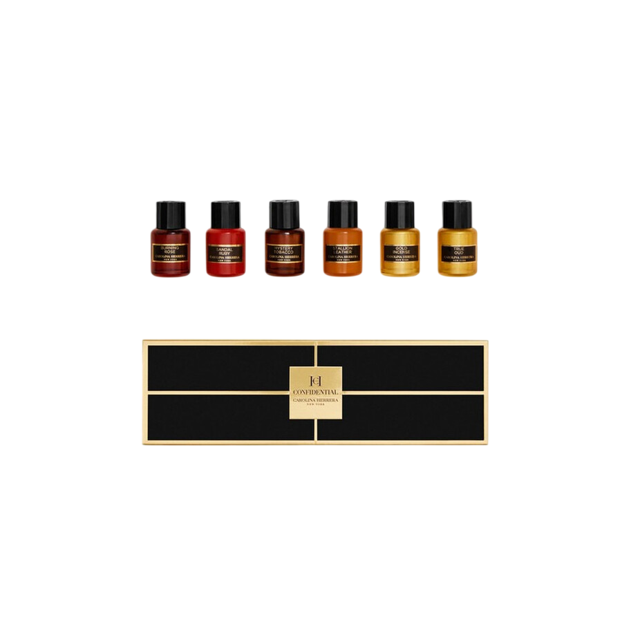 Set Carolina Herrera: Mystery Tobacco Eau De Parfum donna 5ml + Stallion Leather Eau De Parfum donna 5ml + Sandal Ruby Eau De Pa