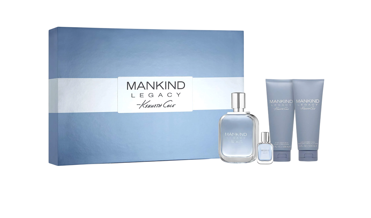 Set Kenneth Cole: Mankind Legacy Eau De Toilette uomo 100ml + Mankind Legacy balsamo dopobarba 100ml + Mankind Legacy gel doccia