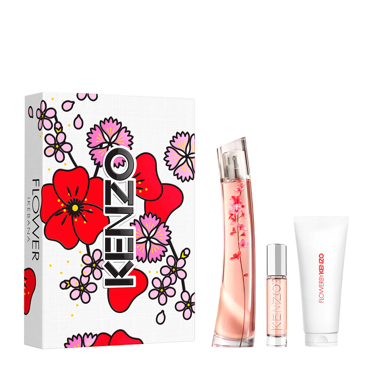Set Kenzo: Flower Ikebana Eau De Parfum donna 75ml + Flower Ikebana Eau De Parfum donna 10ml + Flower Ikebana idratante lozione