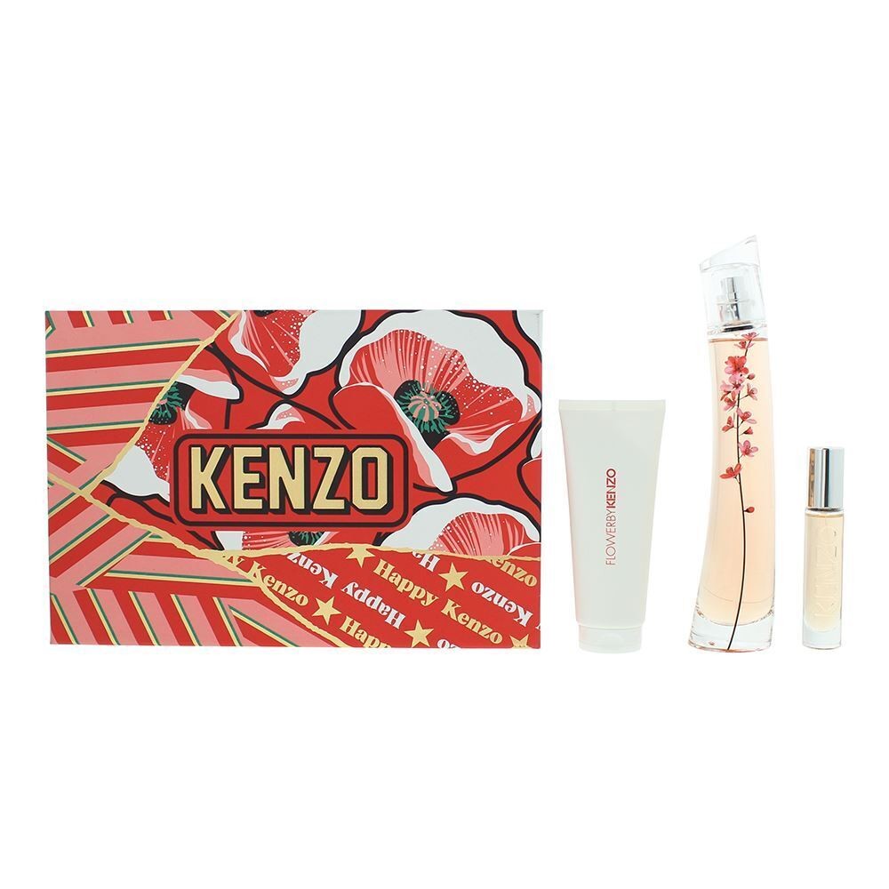 Set Kenzo: Flower Ikebana Sakura Eau De Parfum donna 75ml + Flower Ikebana Sakura Eau De Parfum donna 10ml + Flower Ikebana Saku