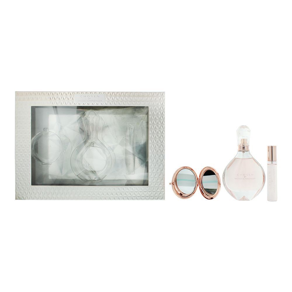 Set Nicole Scherzinger: Chosen Eau De Parfum donna 100ml + Chosen Eau De Parfum donna 15ml + Compact Mirror dorato